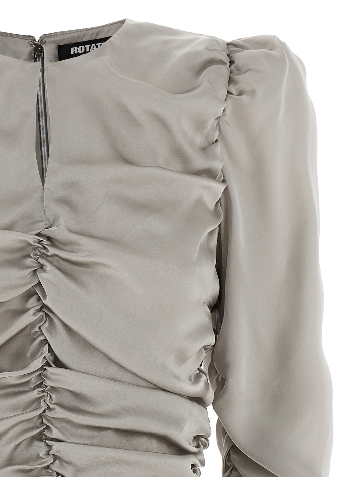 ROTATE Birger Christensen Ls Mini Bow Dress Grey, view 3