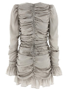 ROTATE Birger Christensen Ls Mini Bow Dress Grey, view 2