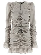 ROTATE Birger Christensen Ls Mini Bow Dress Grey