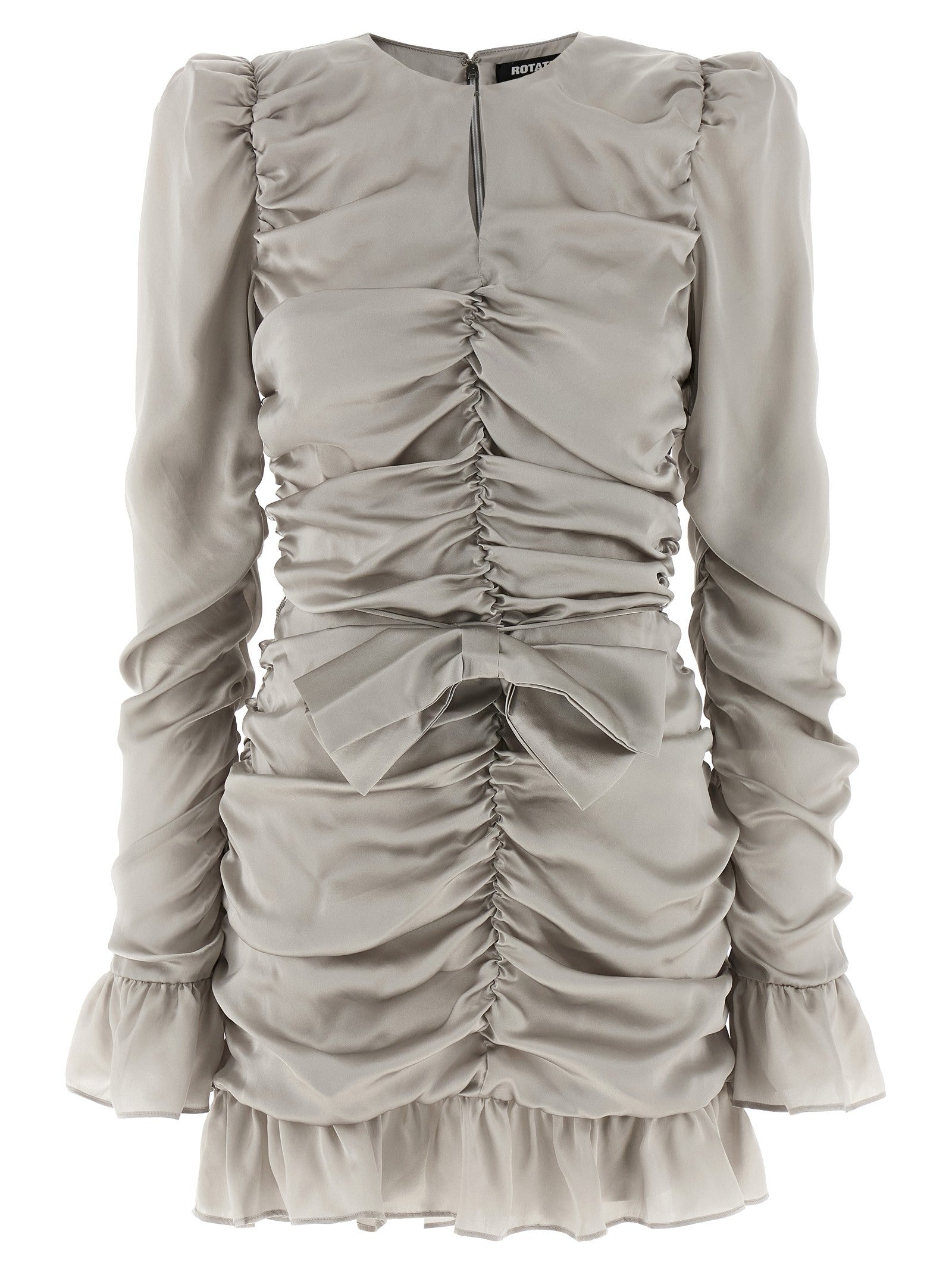 ROTATE Birger Christensen Ls Mini Bow Dress Grey