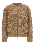 Peserico Lurex Bouclé Bomber Jacket Beige