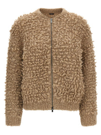 Peserico Lurex Bouclé Bomber Jacket Beige