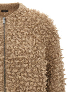 Peserico Lurex Bouclé Bomber Jacket Beige, view 3