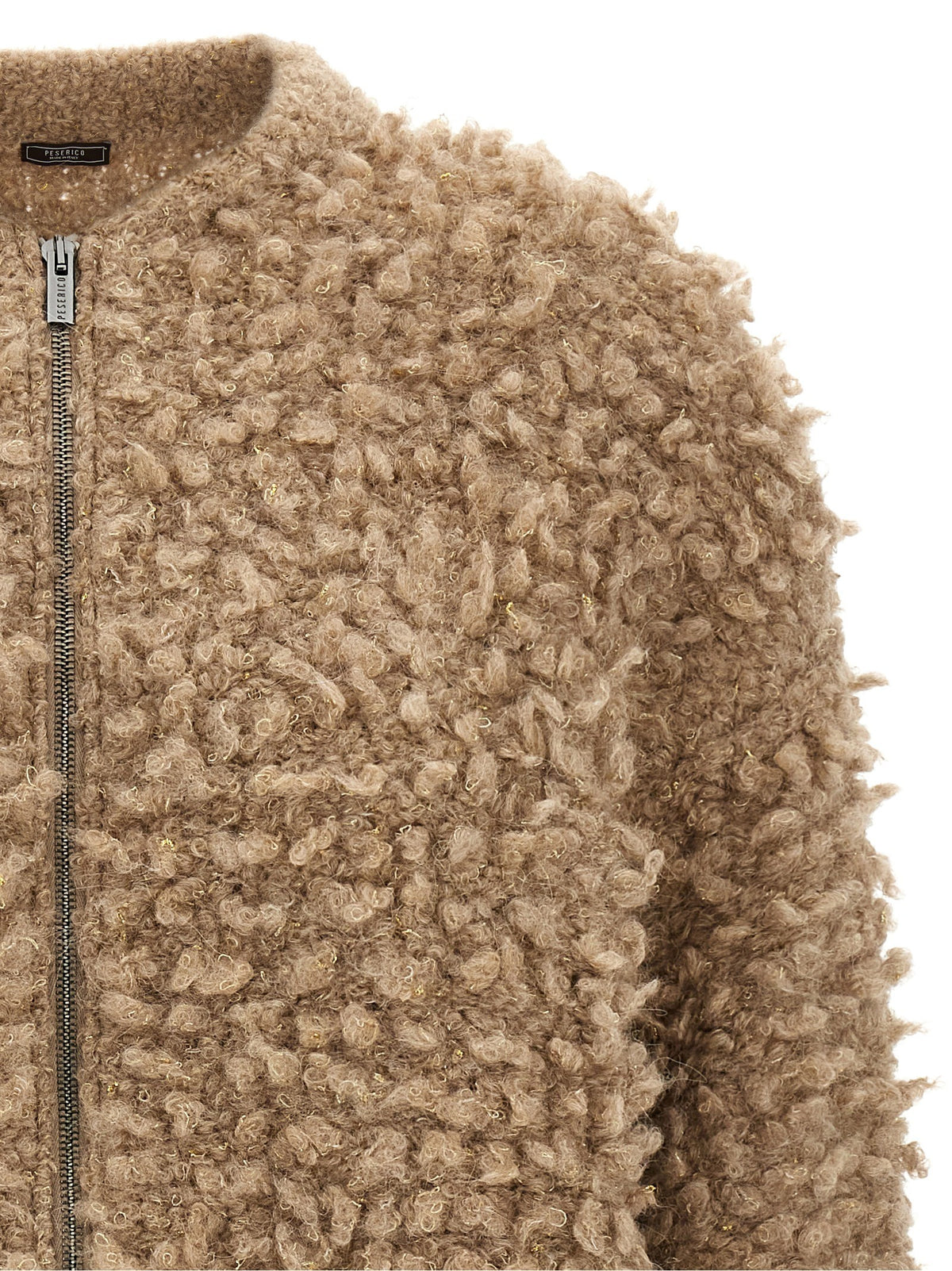 Peserico Lurex Bouclé Bomber Jacket Beige, view 3