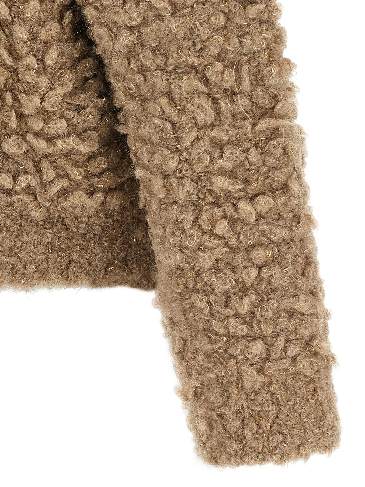 Peserico Lurex Bouclé Bomber Jacket Beige, view 4