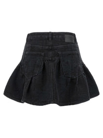 Ganni Lurex Denim Skirt Black