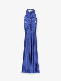 Costarellos Women's Lurex Georgette Long Dress Blue