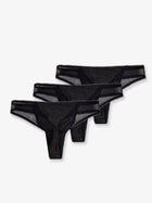 BOSS Women's Lurex Thong Tripack Black