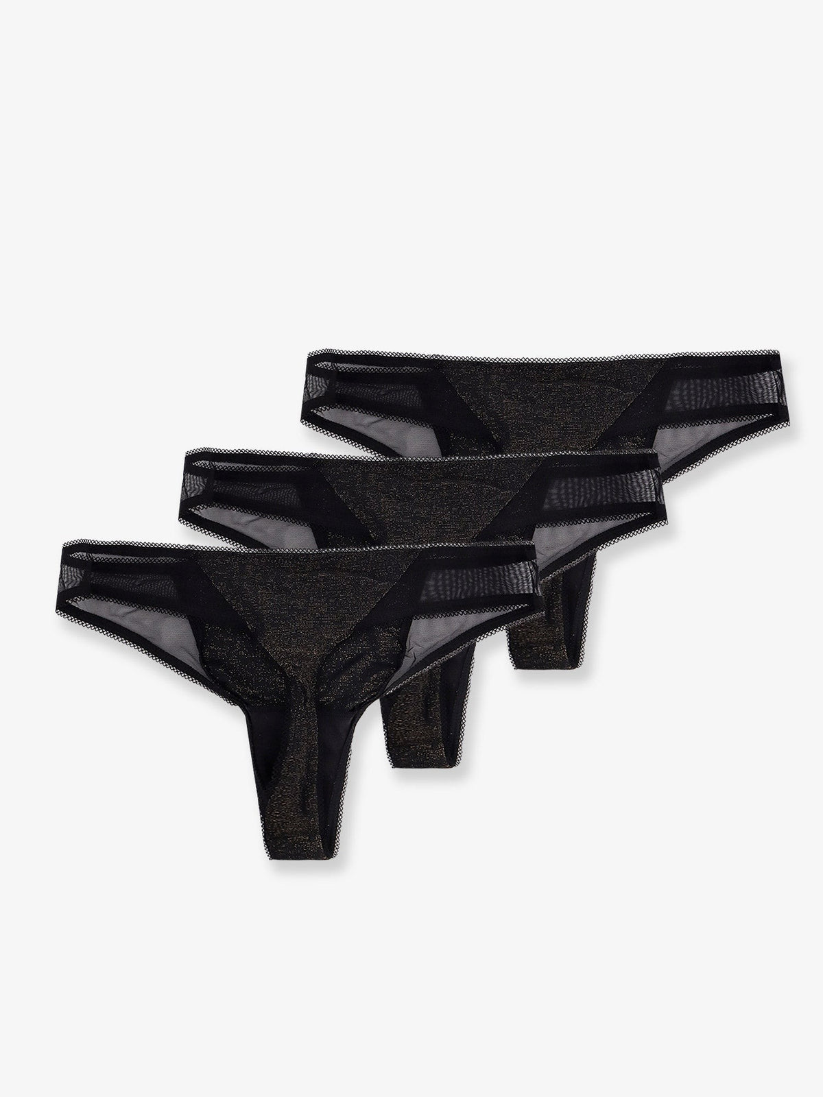 BOSS Women's Lurex Thong Tripack Black