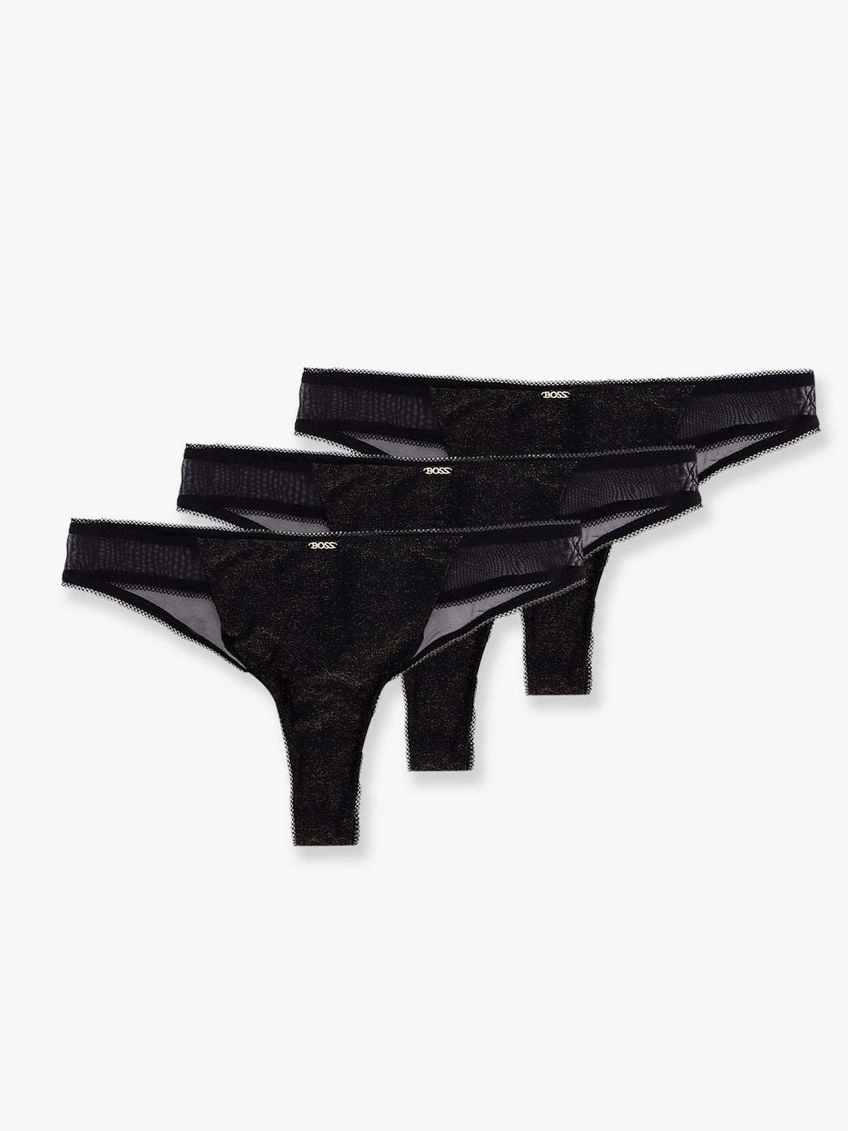 BOSS Women's Lurex Thong Tripack Black