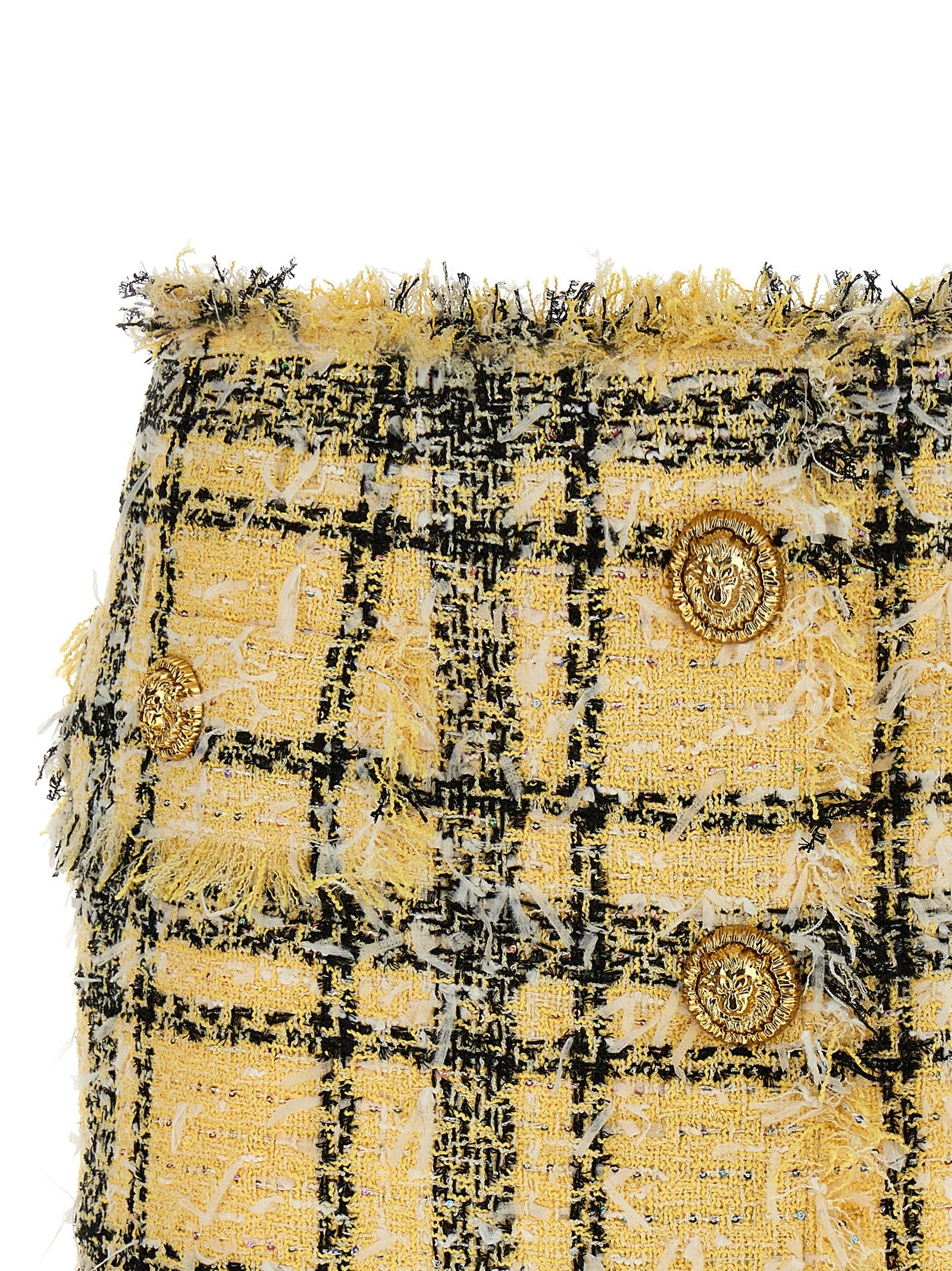 Balmain Lurex Tweed Skirt Gold