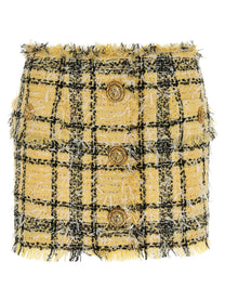 Balmain Lurex Tweed Skirt Gold