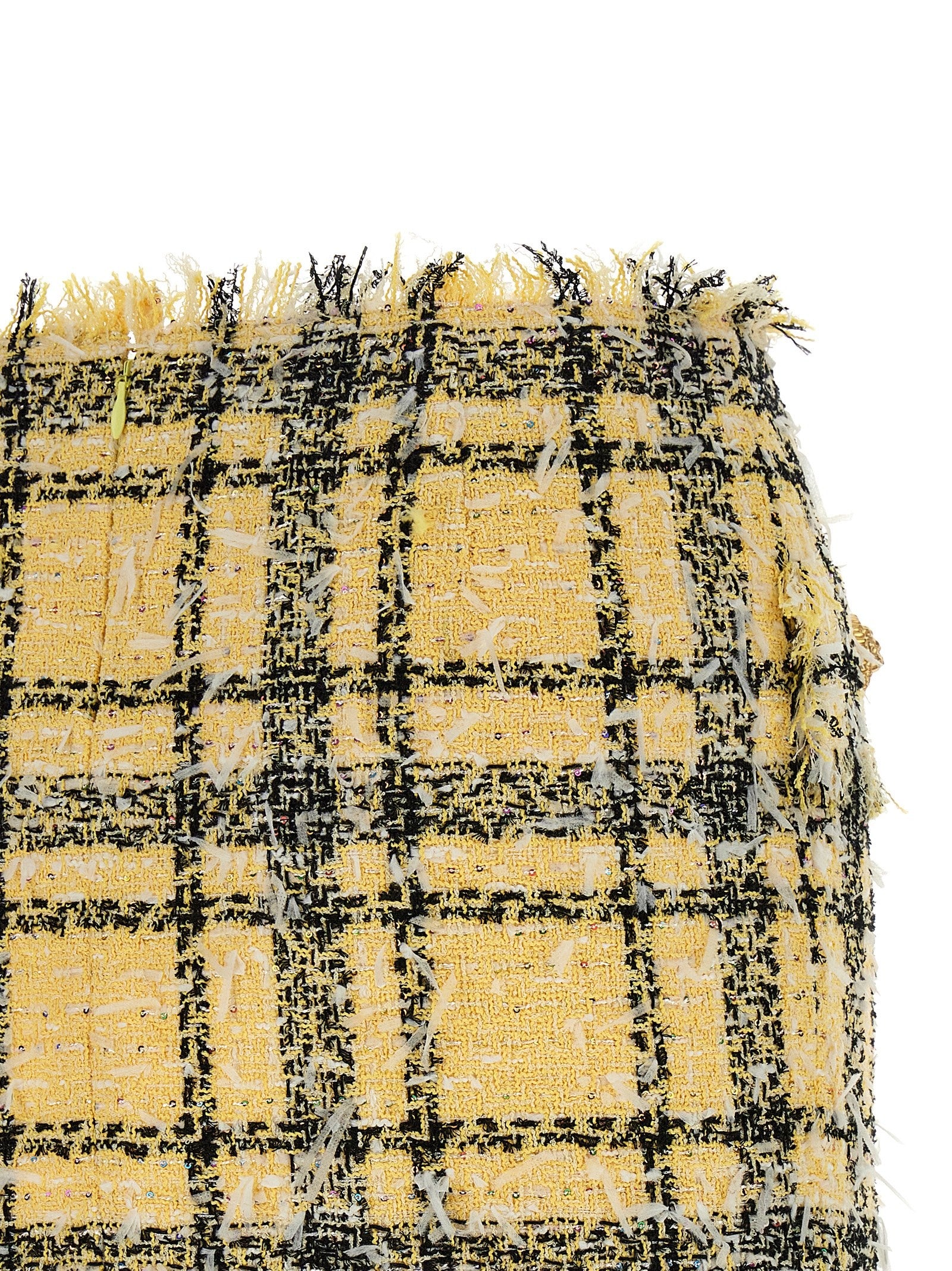 Balmain Lurex Tweed Skirt Gold