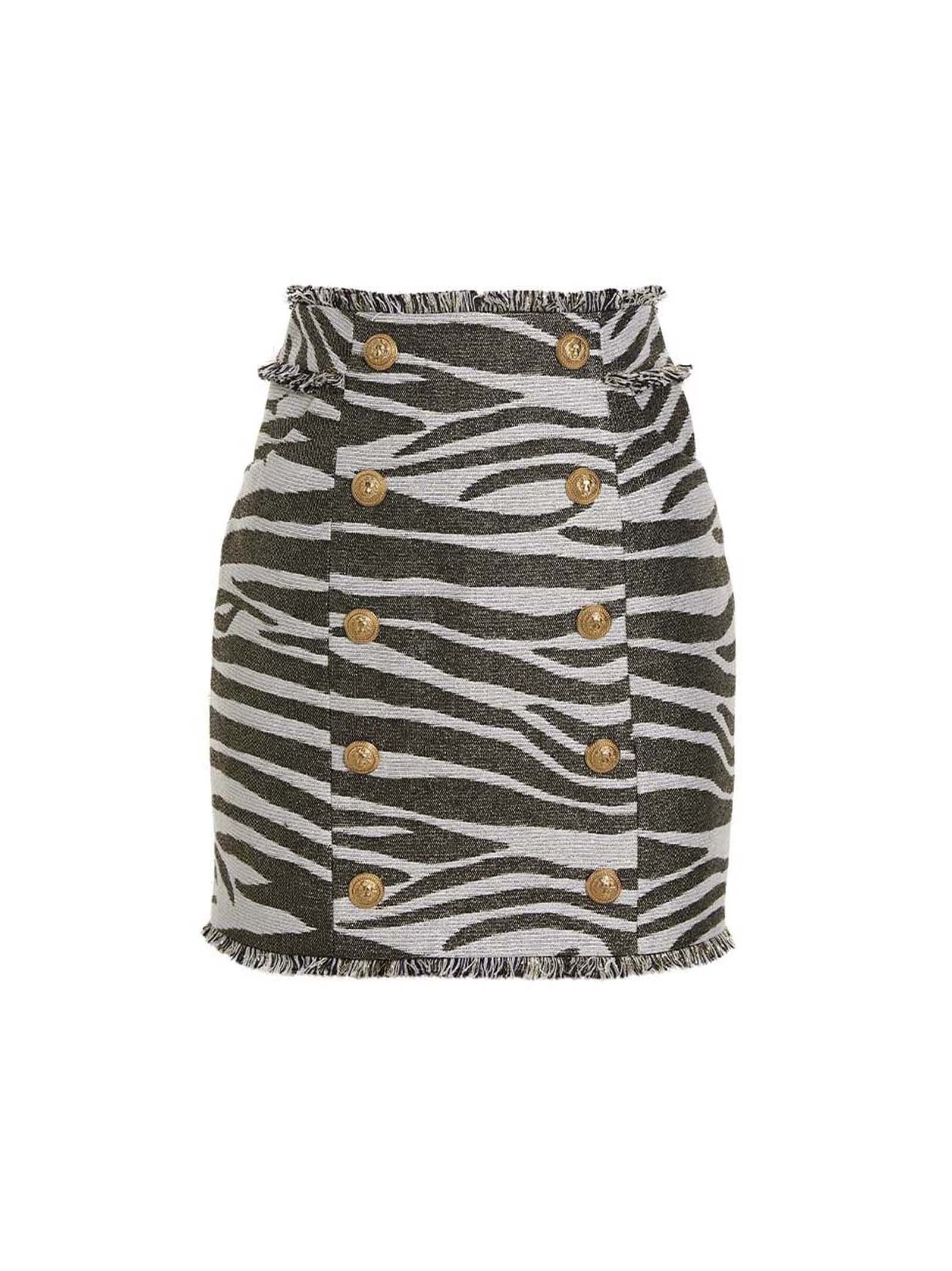 Balmain Lurex Zebra Skirt Gold