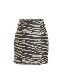 Balmain Lurex Zebra Skirt Gold