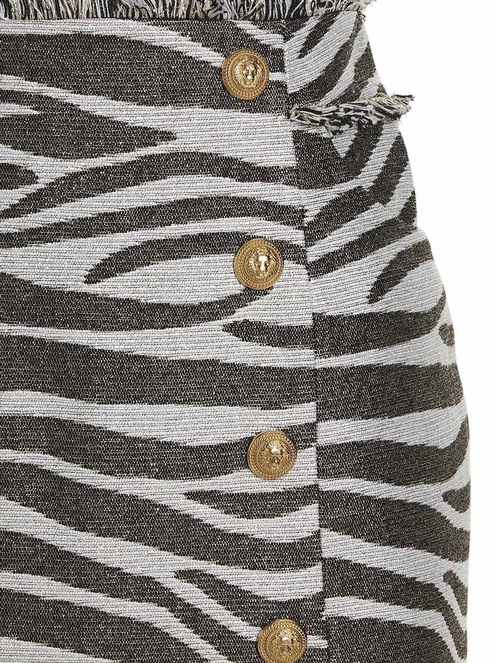 Balmain Lurex Zebra Skirt Gold