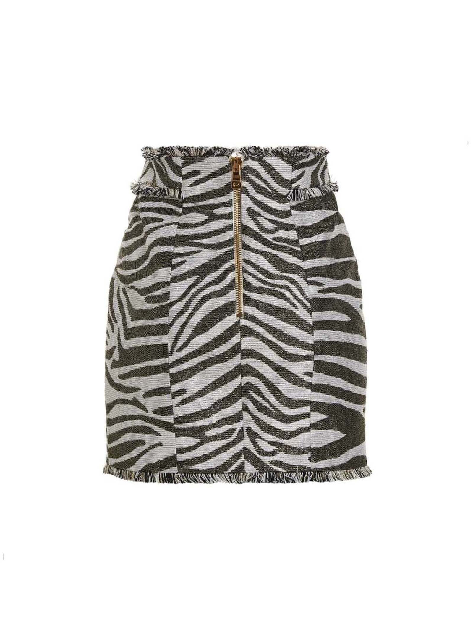 Balmain Lurex Zebra Skirt Gold