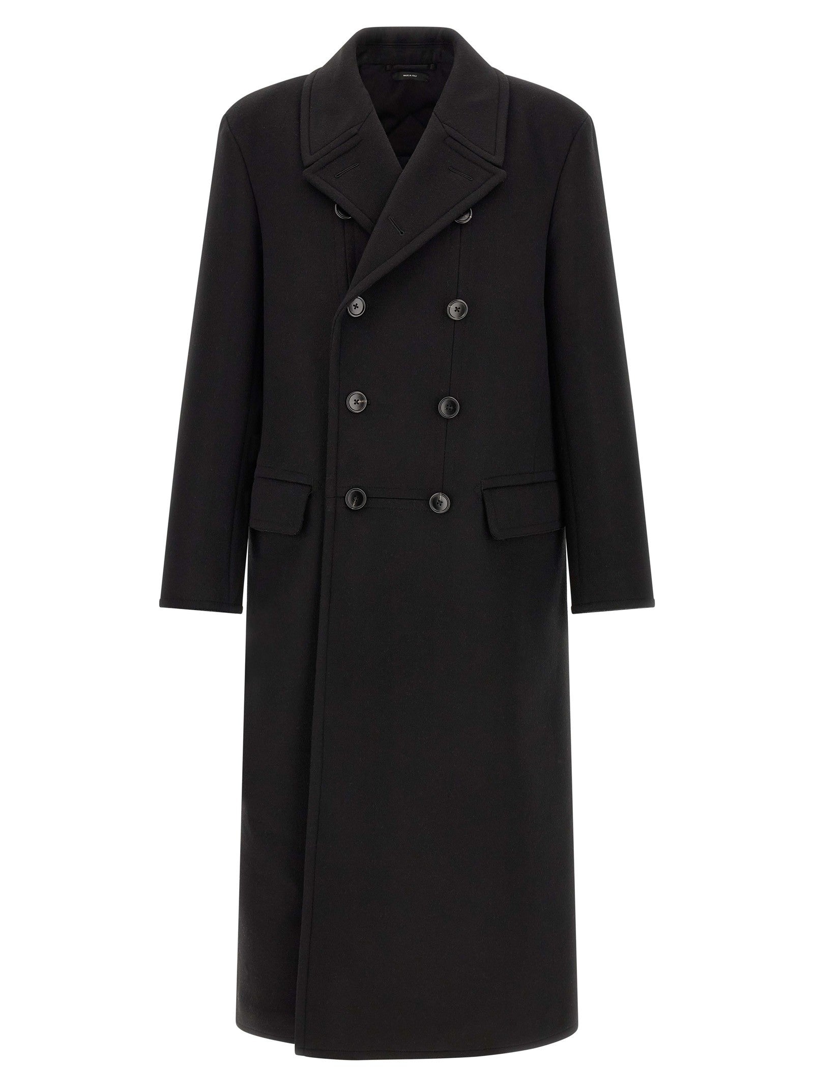Tom Ford Luxury Melton DB Officer Coat Black