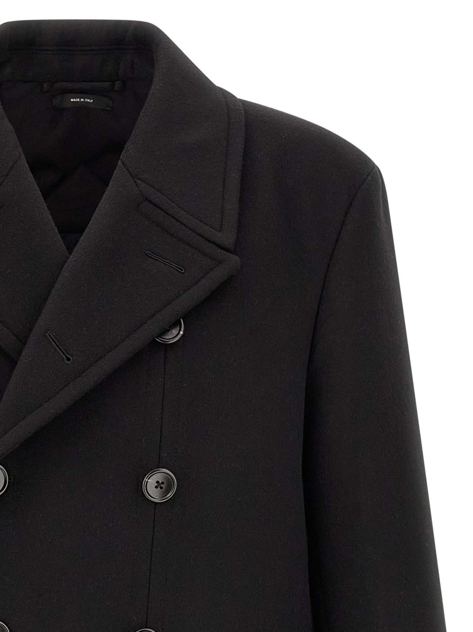 Tom Ford Luxury Melton DB Officer Coat Black
