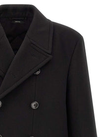 Tom Ford Luxury Melton DB Officer Coat Black