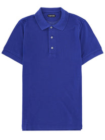 Tom Ford Men's Lyocell and Cotton Polo Shirt Blue