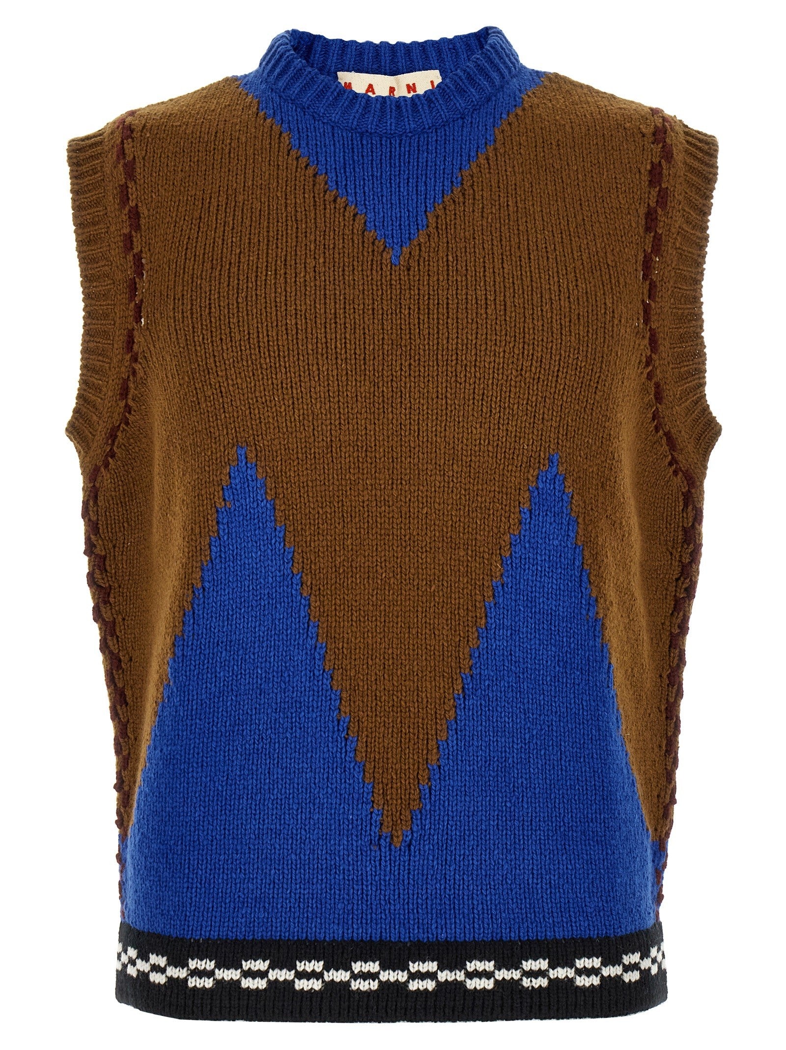 Marni Shaped Intarsia Vest Gold