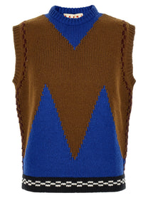Marni Shaped Intarsia Vest Gold