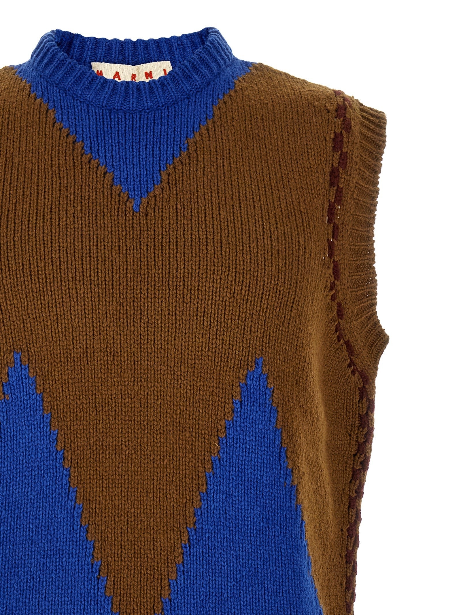 Marni Shaped Intarsia Vest Gold