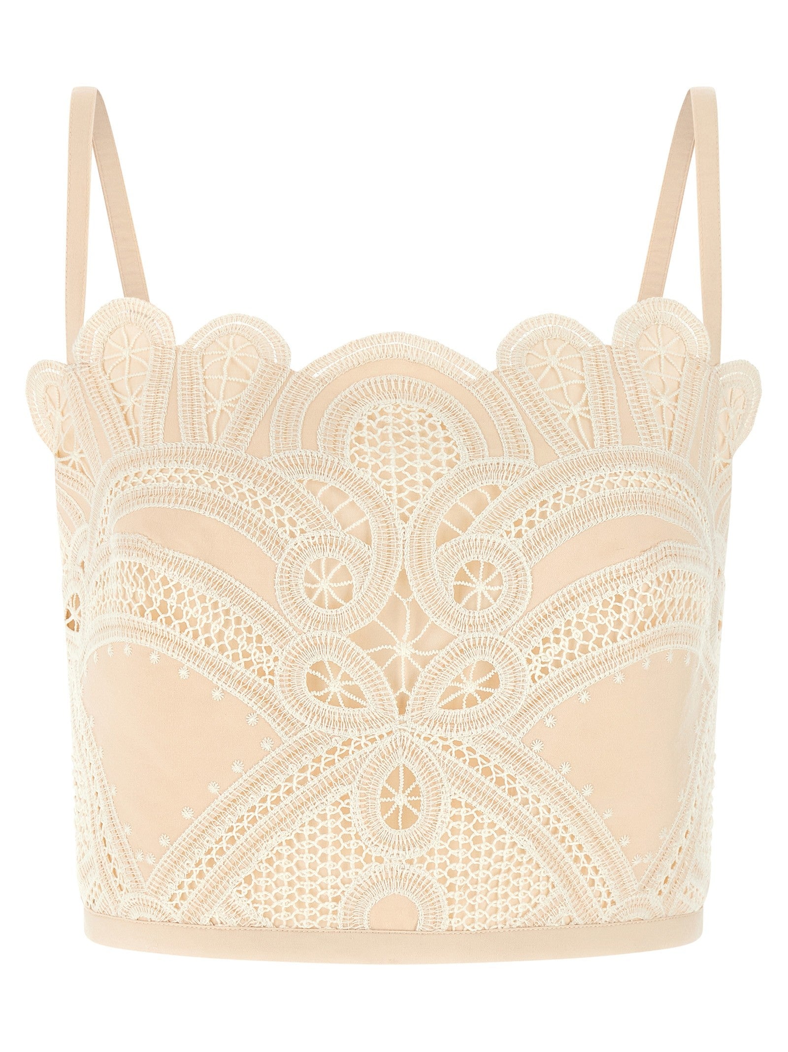 Elie Saab Macramé Bralette White