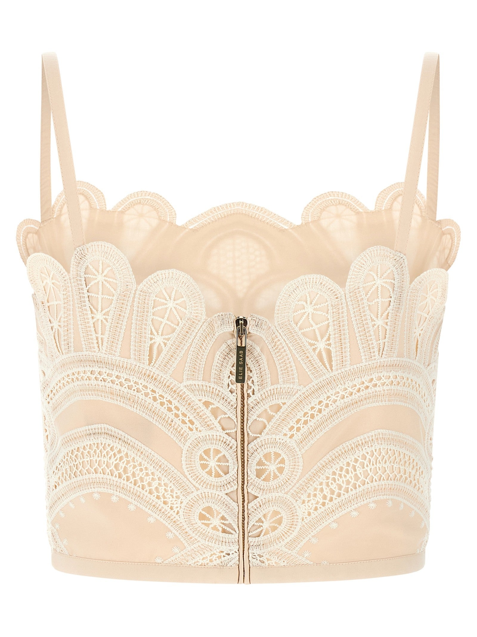 Elie Saab Macramé Bralette White