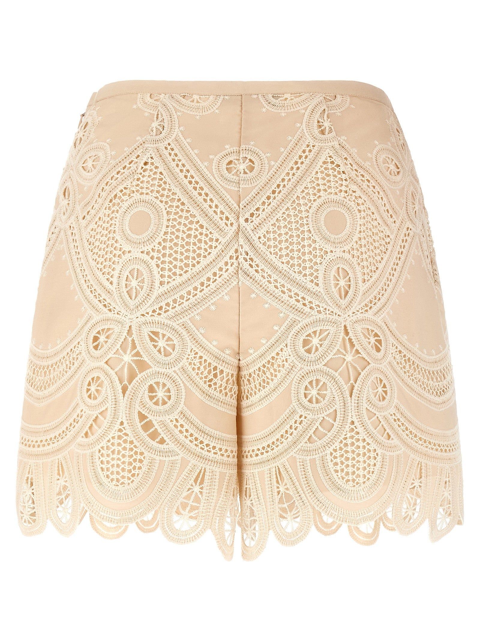 Elie Saab Macramé Embroidery Shorts Beige