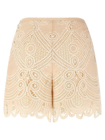 Elie Saab Macramé Embroidery Shorts Beige