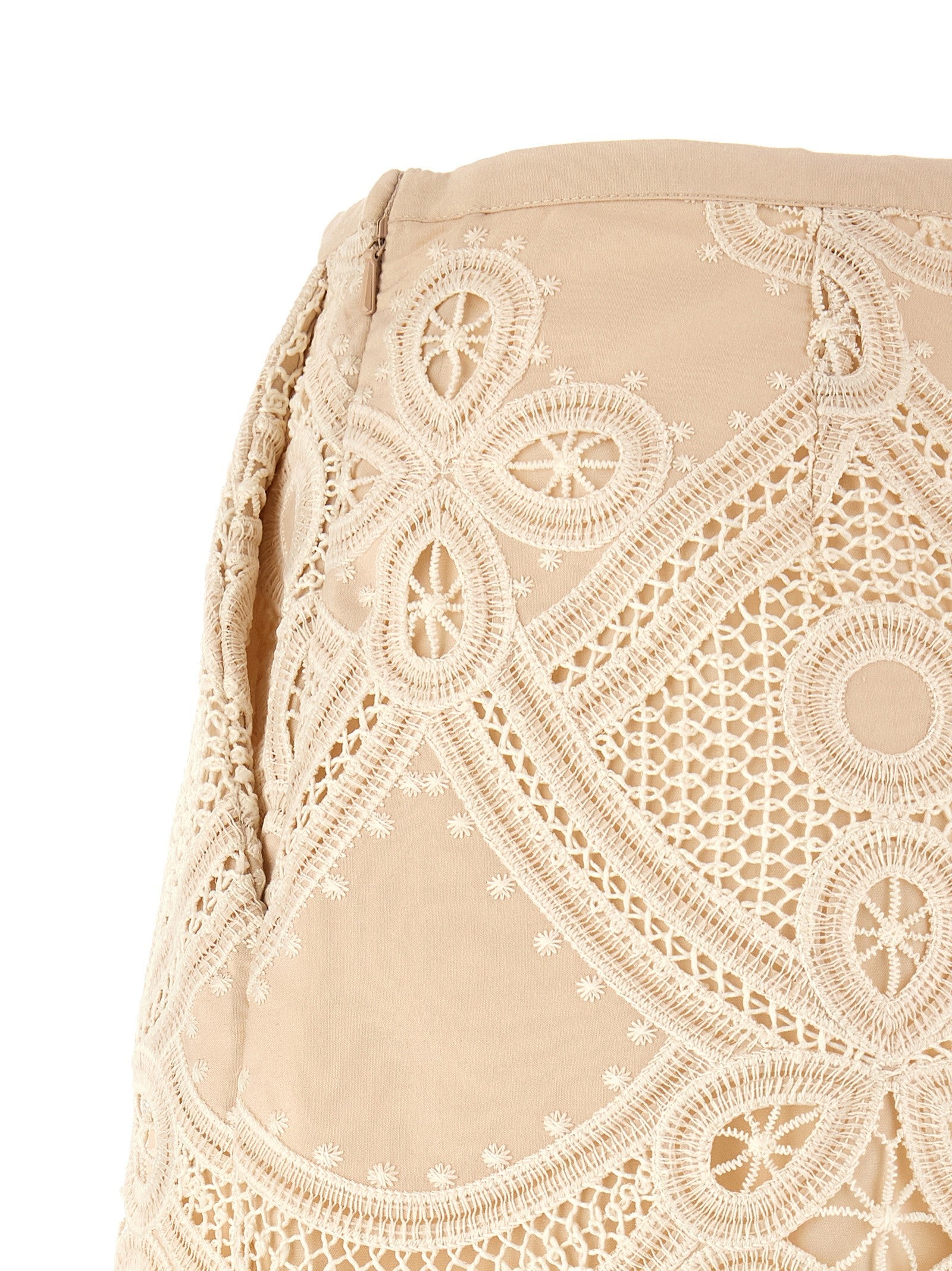 Elie Saab Macramé Embroidery Shorts Beige