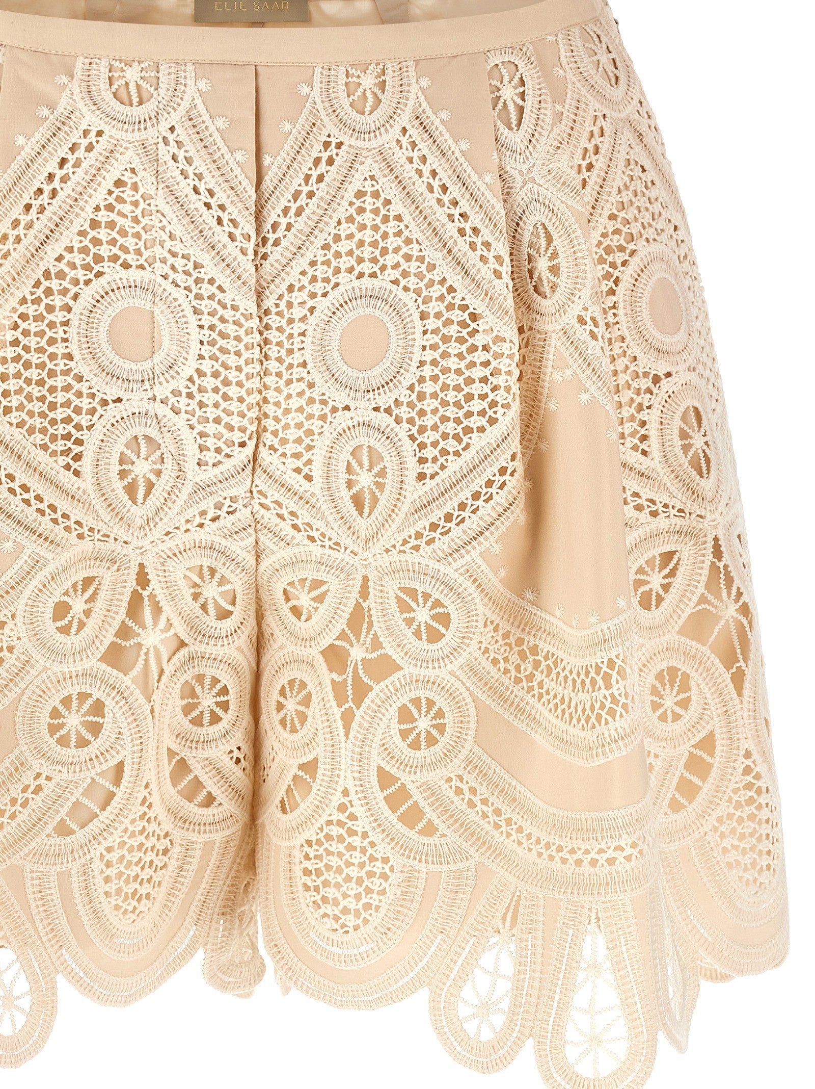 Elie Saab Macramé Embroidery Shorts Beige