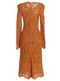 Ermanno Scervino Macramé Lace Dress Orange