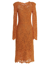 Ermanno Scervino Macramé Lace Dress Orange