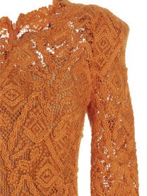 Ermanno Scervino Macramé Lace Dress Orange
