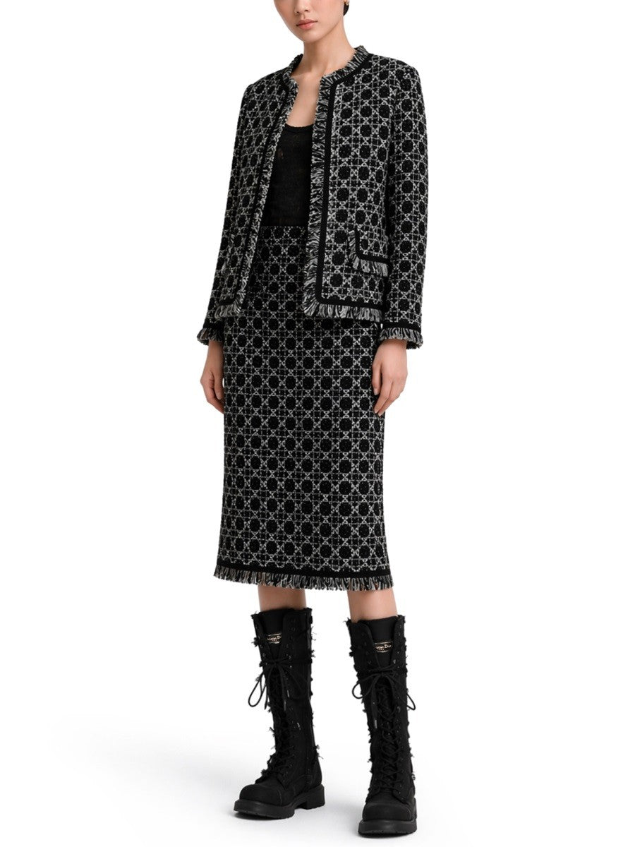 Dior Women's Macrocannage Midi Skirt Black