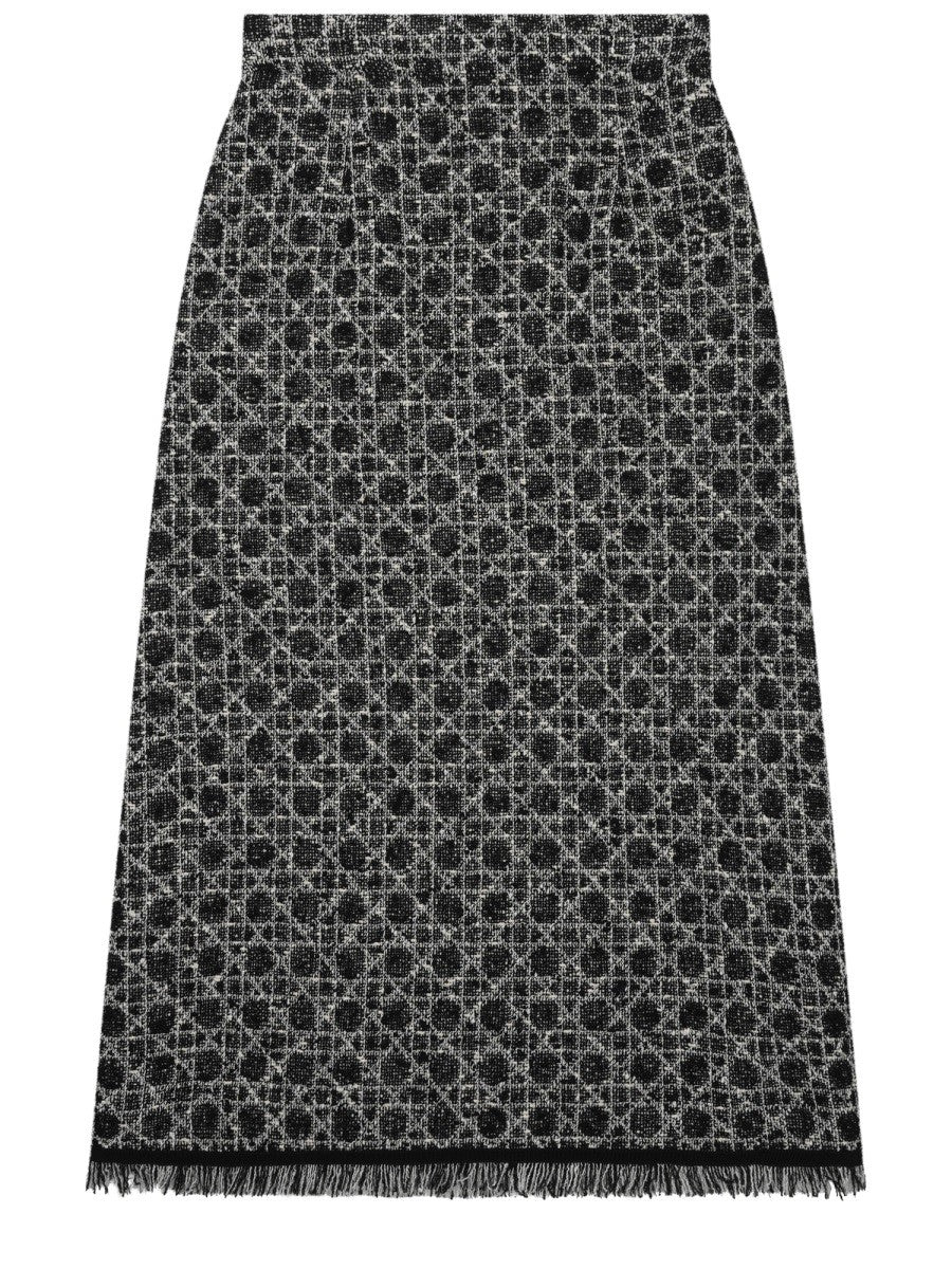 Dior Women's Macrocannage Midi Skirt Black