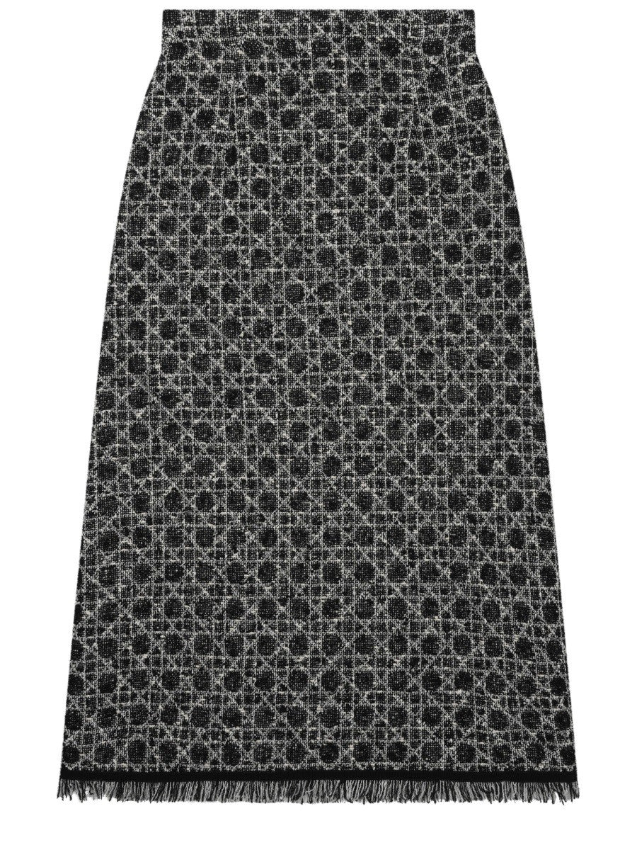 Dior Women's Macrocannage Midi Skirt Black