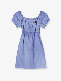 Miu Miu Women's Madras Cotton Mini Dress Blue