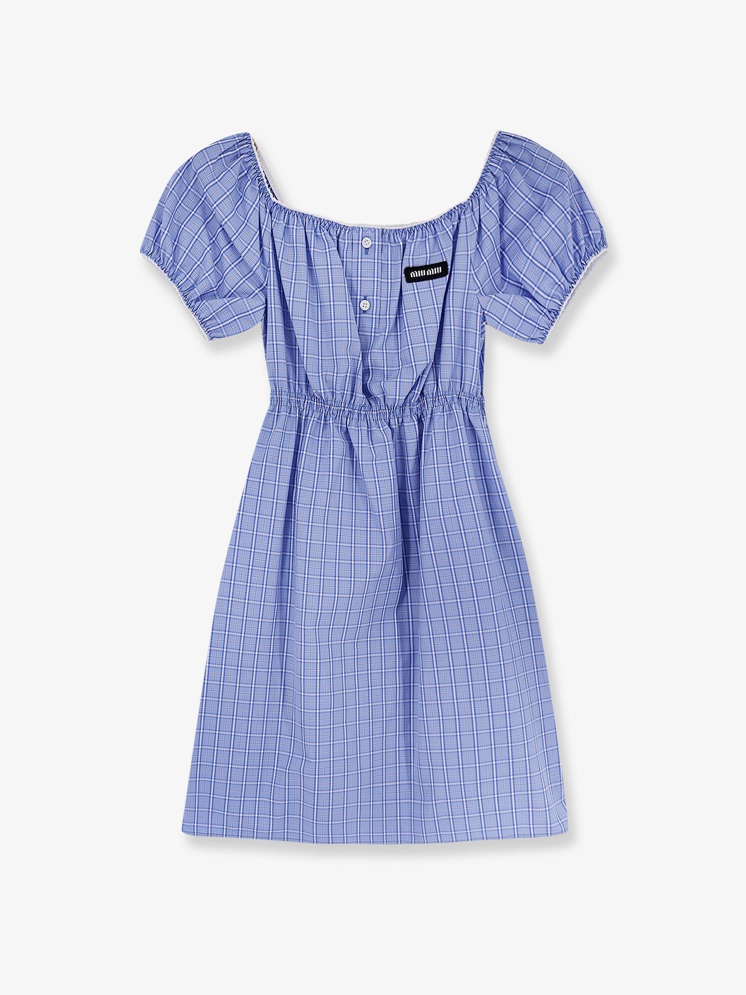 Miu Miu Women's Madras Cotton Mini Dress Blue Miu Miu