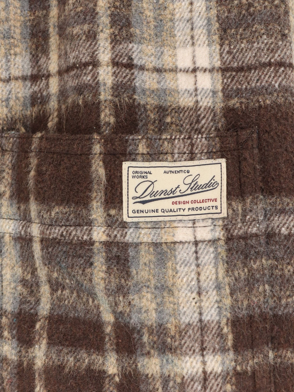 DUNST Unisex Madras Pattern Flannel Jacket Brown, view 3
