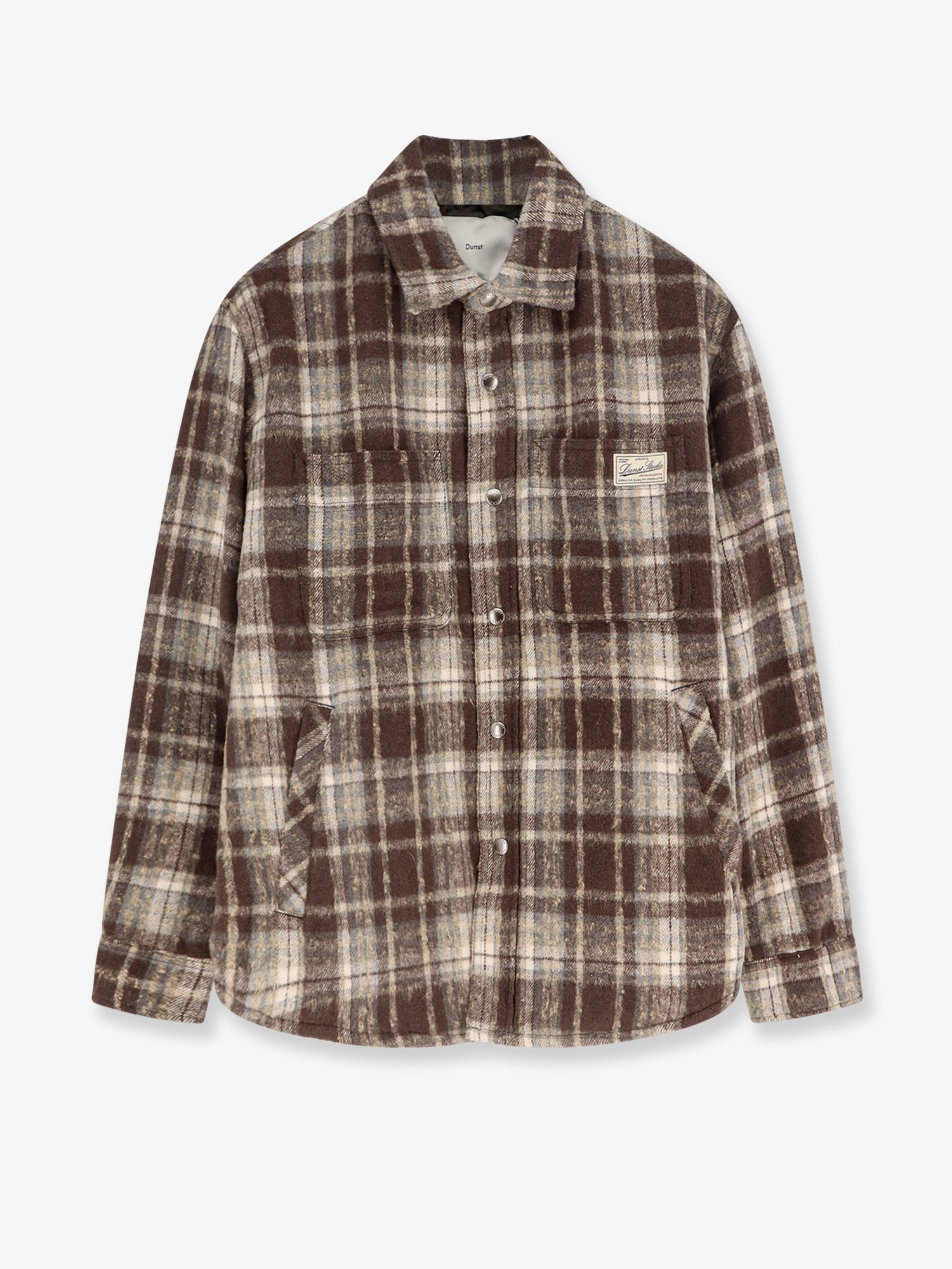 DUNST Unisex Madras Pattern Flannel Jacket Brown