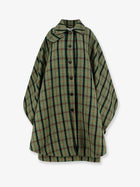 Chloé Women's Madras Wool Cape Coat Green