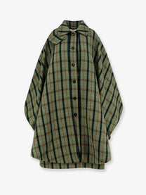 Chloé Women's Madras Wool Cape Coat Green