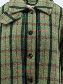 Chloé Women's Madras Wool Cape Coat Green