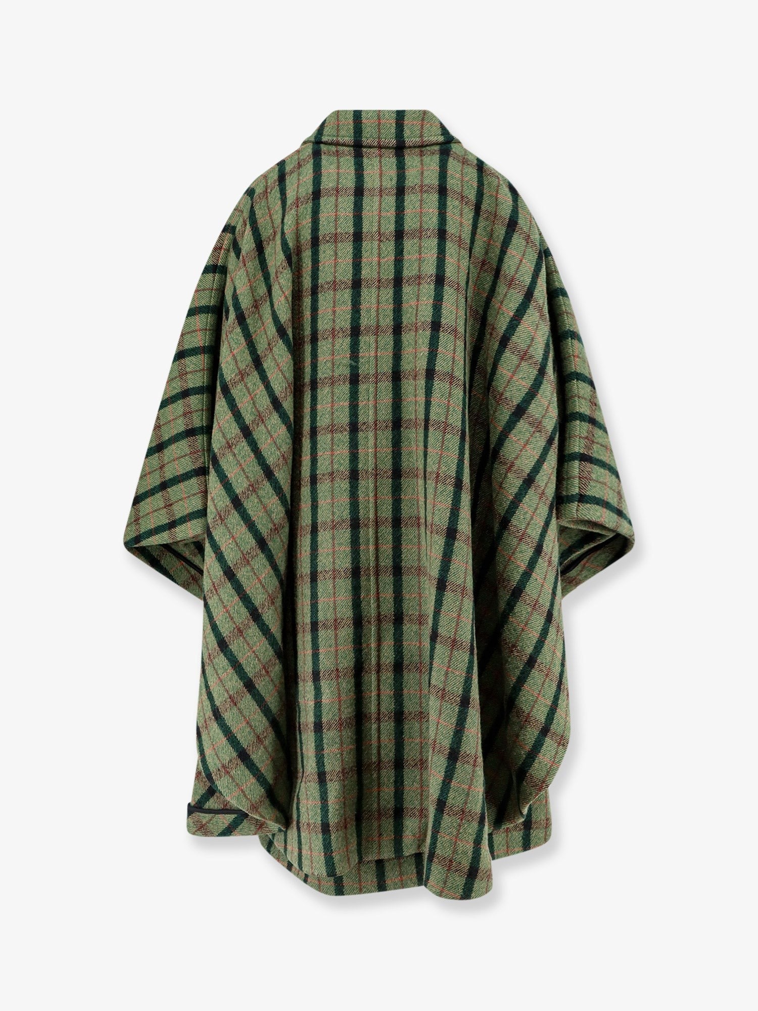 Chloé Women's Madras Wool Cape Coat Green