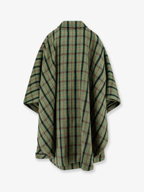 Chloé Women's Madras Wool Cape Coat Green