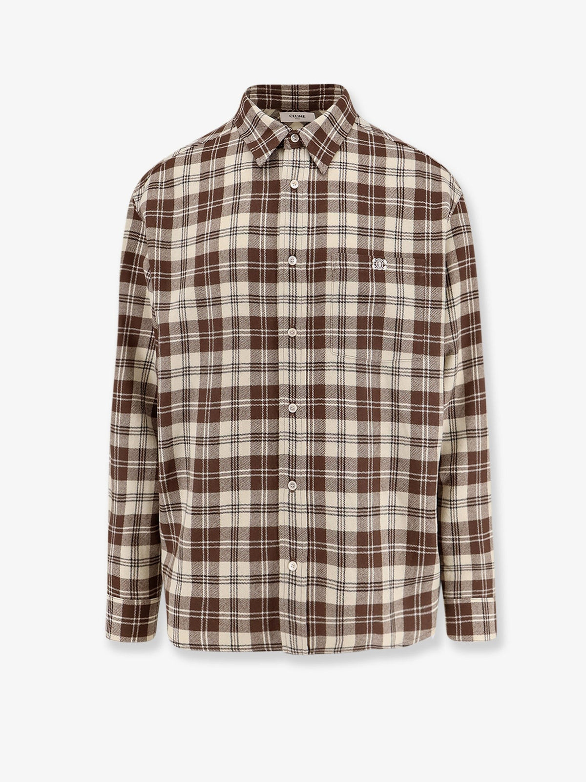 Celine Men's Madras Wool Shirt Beige